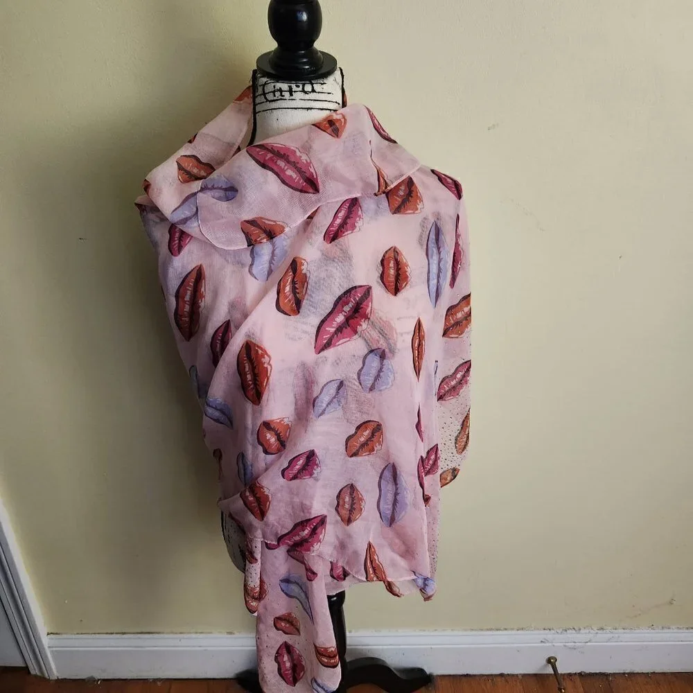 Juicy Couture Y2K Lightweight Lips Rhinestone Scarf 64